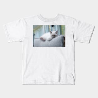 Musse the gray and white ragdoll cat Kids T-Shirt